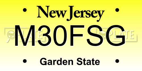 M30FSG New Jersey License Plate