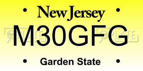 M30GFG New Jersey License Plate