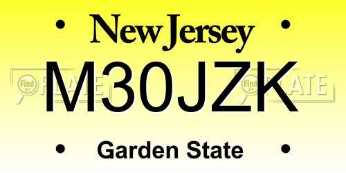 M30JZK New Jersey License Plate