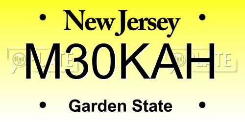 M30KAH New Jersey License Plate