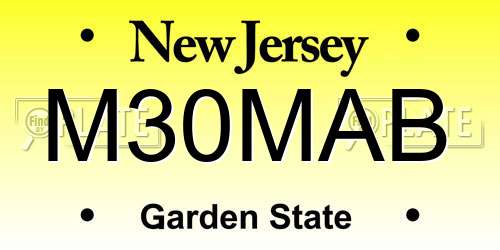 M30MAB New Jersey License Plate