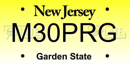 M30PRG New Jersey License Plate