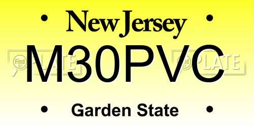 M30PVC New Jersey License Plate