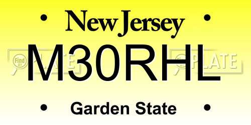 M30RHL New Jersey License Plate