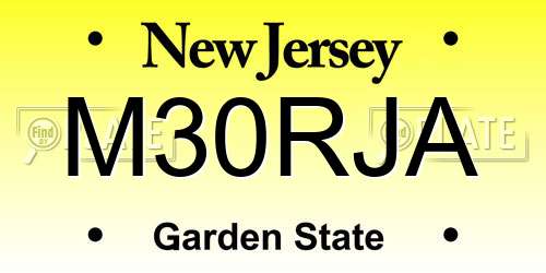 M30RJA New Jersey License Plate