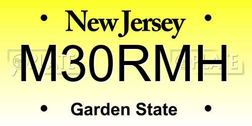 M30RMH New Jersey License Plate
