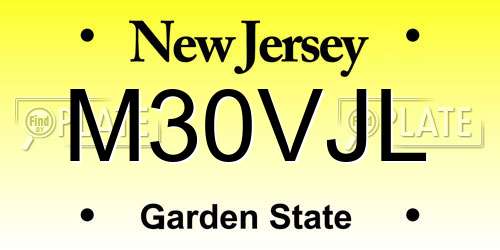 M30VJL New Jersey License Plate