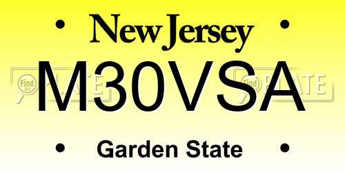 M30VSA New Jersey License Plate