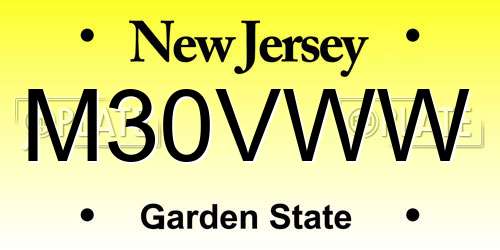 M30VWW New Jersey License Plate