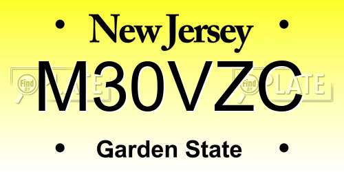 M30VZC New Jersey License Plate