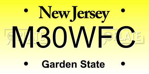 M30WFC New Jersey License Plate