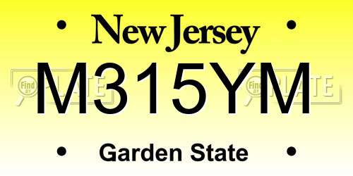 M315YM New Jersey License Plate