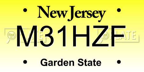 M31HZF New Jersey License Plate