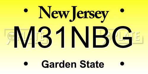 M31NBG New Jersey License Plate
