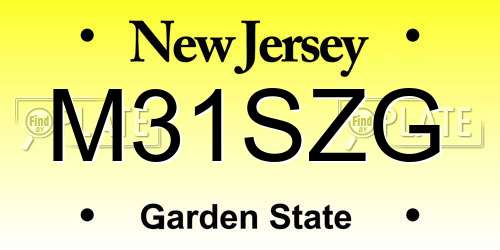 M31SZG New Jersey License Plate