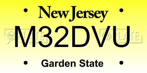 M32DVU New Jersey License Plate