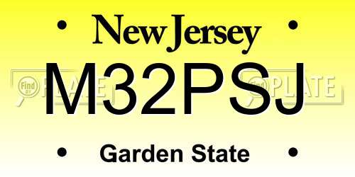 M32PSJ New Jersey License Plate