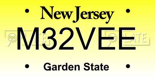 M32VEE New Jersey License Plate