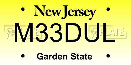 M33DUL New Jersey License Plate