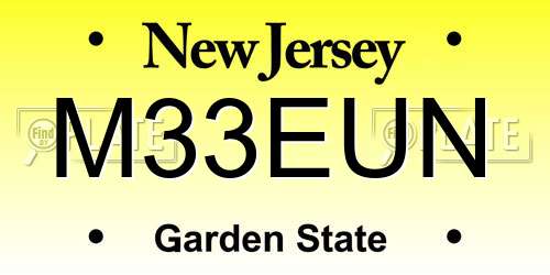 M33EUN New Jersey License Plate