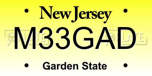 M33GAD New Jersey License Plate