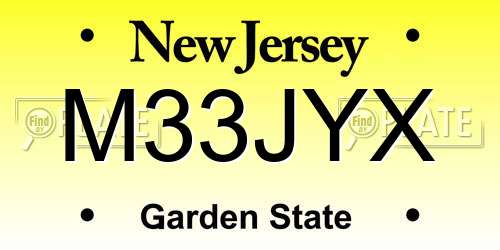 M33JYX New Jersey License Plate