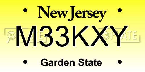 M33KXY New Jersey License Plate