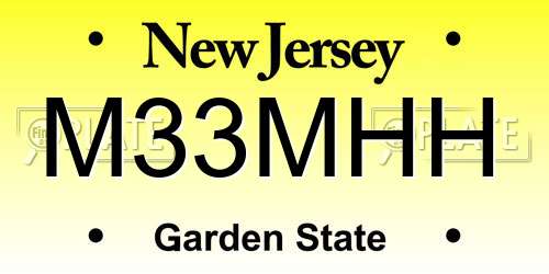 M33MHH New Jersey License Plate