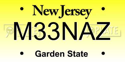 M33NAZ New Jersey License Plate