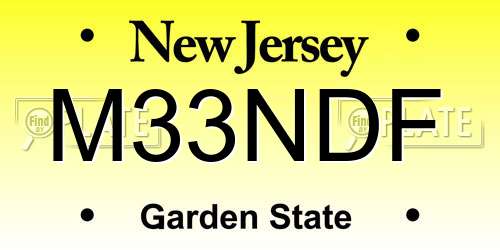 M33NDF New Jersey License Plate
