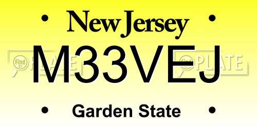 M33VEJ New Jersey License Plate