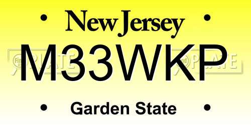 M33WKP New Jersey License Plate