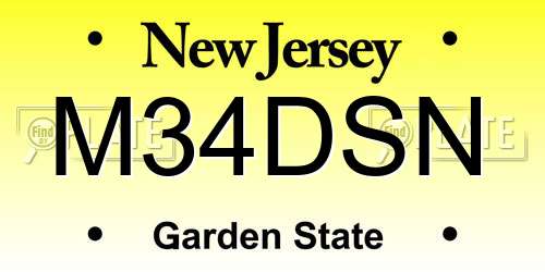 M34DSN New Jersey License Plate