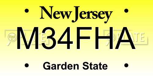 M34FHA New Jersey License Plate