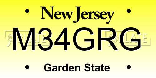 M34GRG New Jersey License Plate
