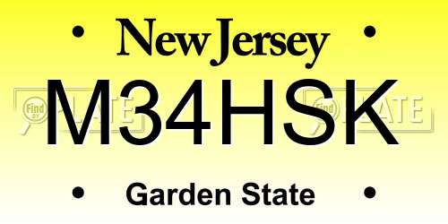 M34HSK New Jersey License Plate