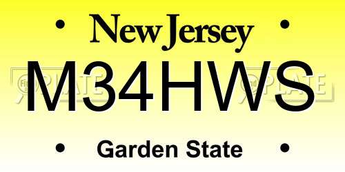 M34HWS New Jersey License Plate