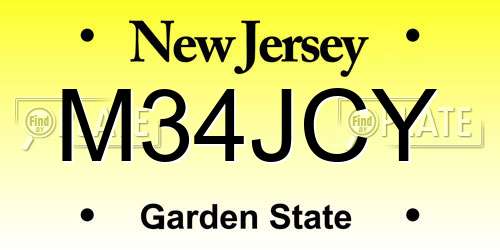 M34JCY New Jersey License Plate
