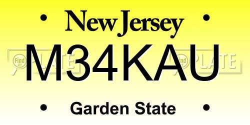 M34KAU New Jersey License Plate