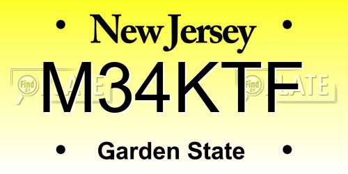 M34KTF New Jersey License Plate