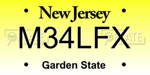 M34LFX New Jersey License Plate