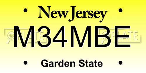 M34MBE New Jersey License Plate