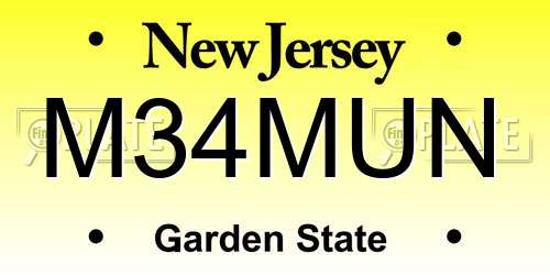 M34MUN New Jersey License Plate