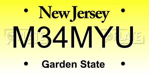 M34MYU New Jersey License Plate