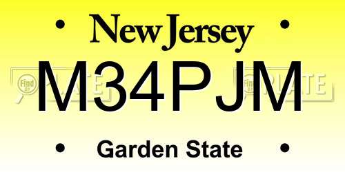 M34PJM New Jersey License Plate