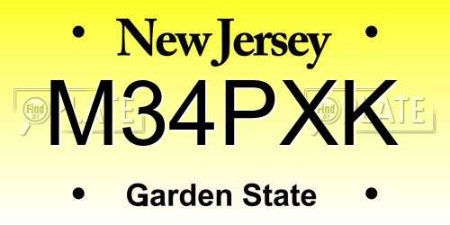 M34PXK New Jersey License Plate