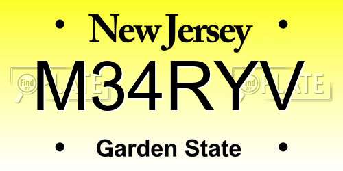 M34RYV New Jersey License Plate