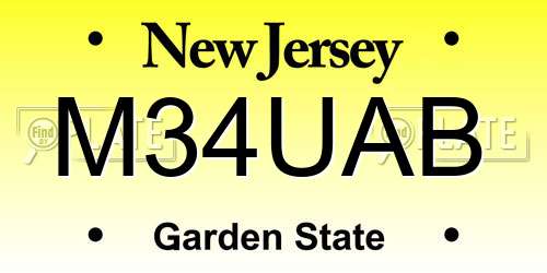 M34UAB New Jersey License Plate
