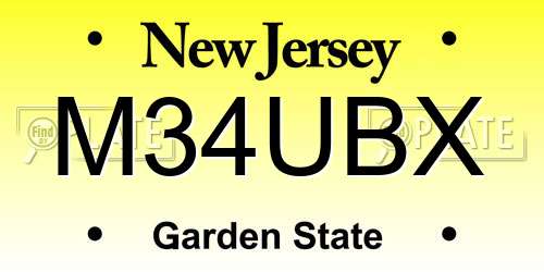 M34UBX New Jersey License Plate