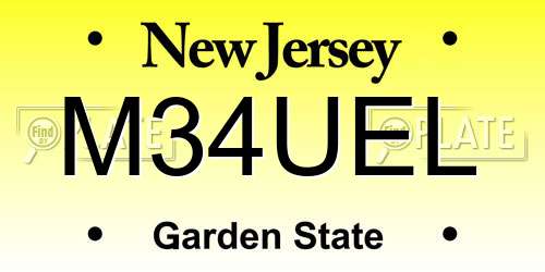 M34UEL New Jersey License Plate